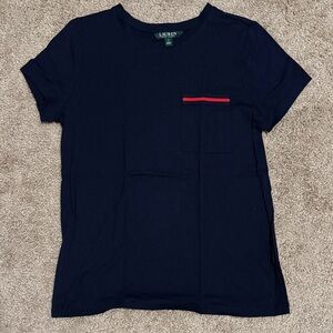 Ralph Lauren Navy Tee with Red Accent